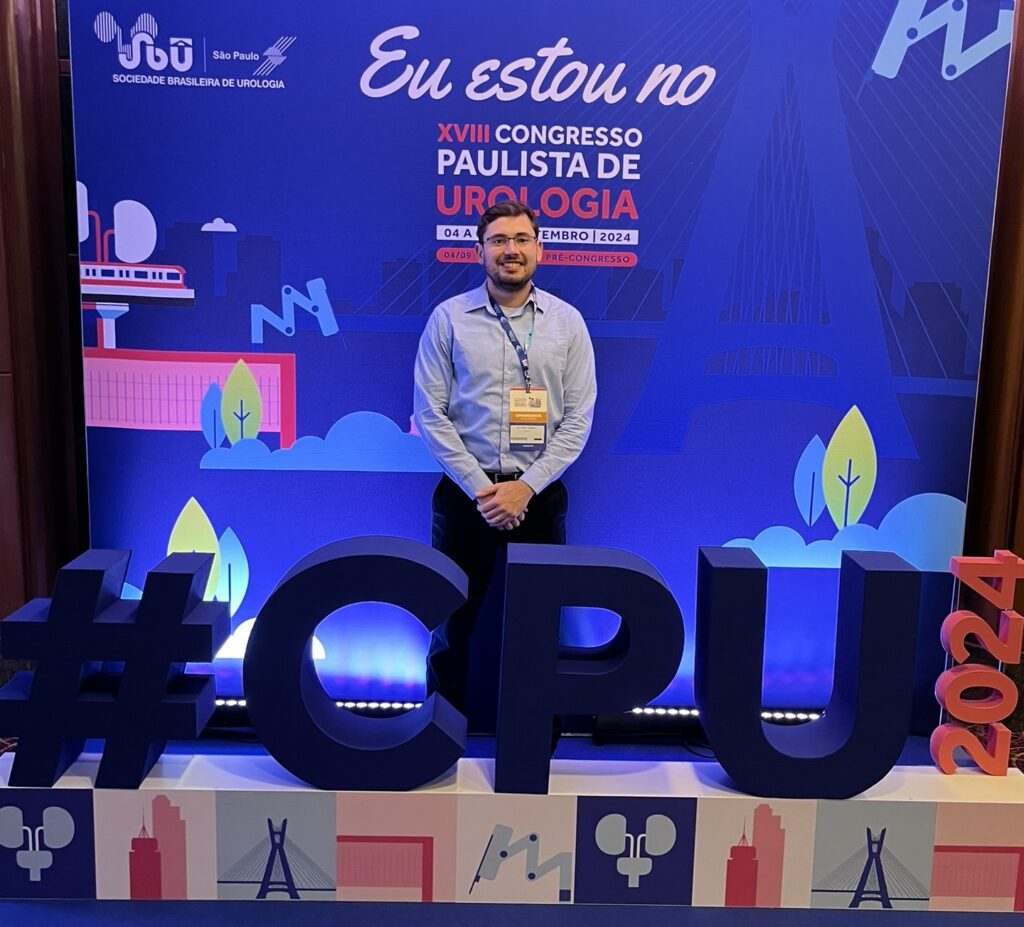 Dr. Thiago Teixeira no XVIII Congresso Paulista de Urologia 2024 em São Paulo, evento científico da Sociedade Brasileira de Urologia.