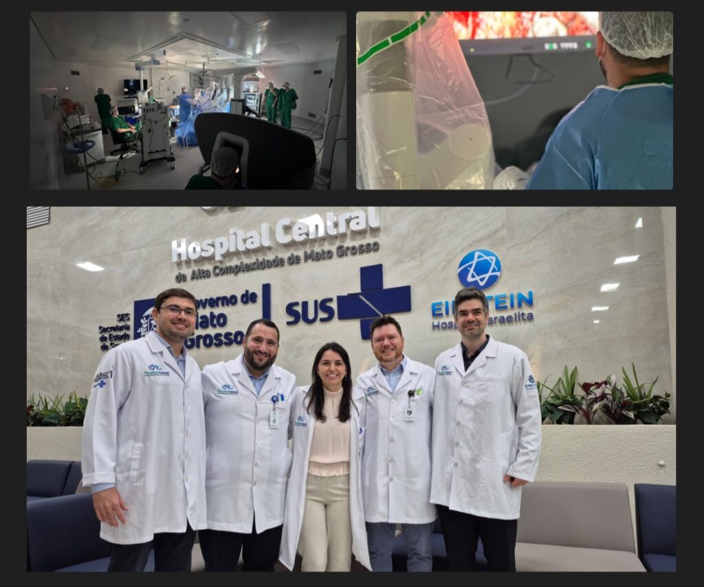 Primeira cirurgia robótica do SUS em Mato Grosso para tratamento do câncer de próstata com prostatectomia radical realizada no Hospital Central de Alta Complexidade.